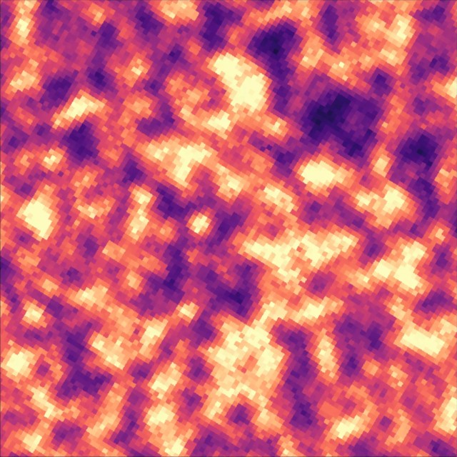 Fluorescence image of a quantum many-body system consisting of caesium atoms in an optical lattice in a time-evolved random configuration.